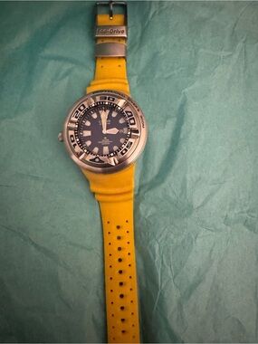 Citizen Yellow Strap Diver Watch with Silver Case